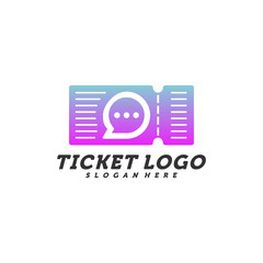 Chat Ticket logo design concept vector, Travel Ticket with Chat logo Template, Creative design, Icon symbol