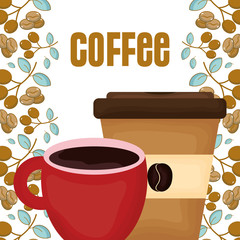red cup and disposable cup fresh beverage coffee time seeds background