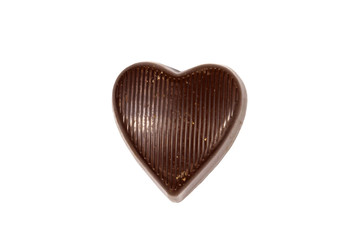 Heart shaped chocolate candy isolated on white background