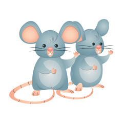 cute little mouses isolated icons