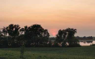 sunset over field