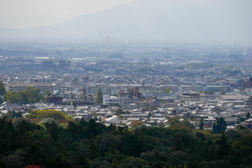 Beautiful Nara mountain at Nara city, Japan. Nara park is a famous place landmark to see wild animals deer