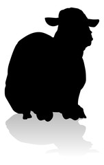 A sheep or lamb farm animal in silhouette