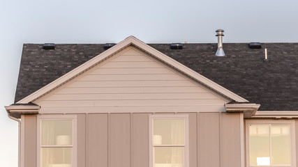 Panorama frame Simple American house with gable roof day light