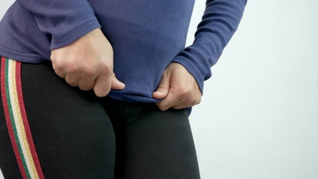 Asian women have problems with female genitalia, Have itching the crotch from bacteria. Hygiene and Healthcare concept.