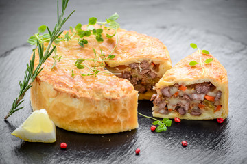 Healthy food, tasty pie with different fillings