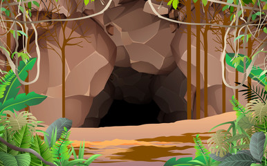landscape of cave in the jungle