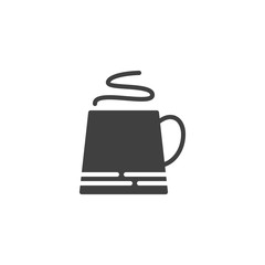 Cup of hot drink vector icon. Tea mug filled flat sign for mobile concept and web design. Coffee cup with steam glyph icon. Cafe menu symbol, logo illustration. Vector graphics