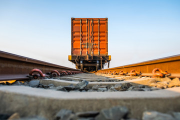 Containers on trains and railway tracks waiting for transportation