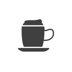 Coffee mug with foam vector icon. filled flat sign for mobile concept and web design. Frappe drink cup glyph icon. Symbol, logo illustration. Vector graphics
