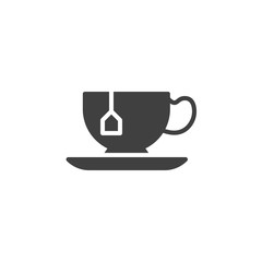 Cup of herbal tea vector icon. filled flat sign for mobile concept and web design. Tea cup with tea bag glyph icon. Symbol, logo illustration. Vector graphics