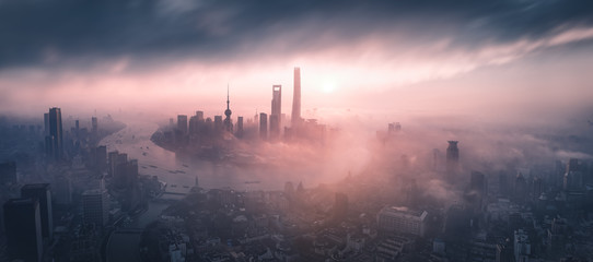 Panoramablick auf die Skyline von Shanghai