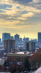 Naklejka premium Vertical View over Salt Lake City, Utah in winter