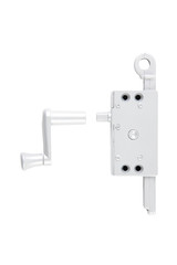 Gray Aluminium Window winder Operator for rotating glass window isolated on white background.