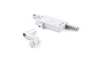 Gray Aluminium Window winder Operator for rotating glass window isolated on white background.