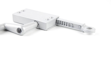 Gray Aluminium Window winder Operator for rotating glass window isolated on white background.