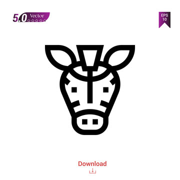 Outline zebra head  icon vector isolated on white background. Graphic design, material-design, animal icons, mobile application, logo, user interface. EPS 10 format vector