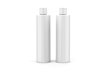 Cosmetic bottle mock up template on isolated white background. Liquid container for gel, lotion, cream, shampoo, perfume, bath foam, 3d illustration.