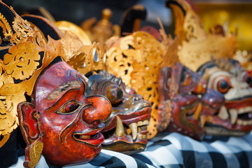 Old traditional balinese Wayang Topeng masks