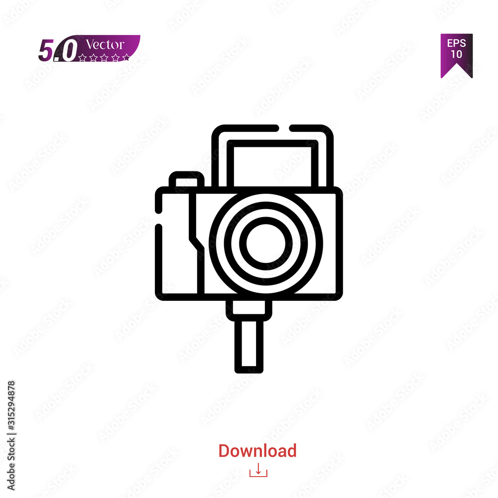 Poster outline vlog icon. vlog icon vector isolated on white background. graphic design, camera-interface i