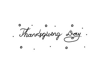 Thanksgiving day handwritten text inscription. Modern hand drawing calligraphy. Word vector illustration black