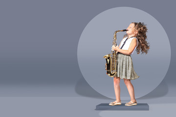 a female gradeschooler saxophonist