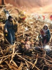 Shot of a traditional crib placed in home for christmas