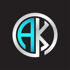 AK Initial logo linked circle monogram