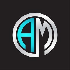 AM Initial logo linked circle monogram