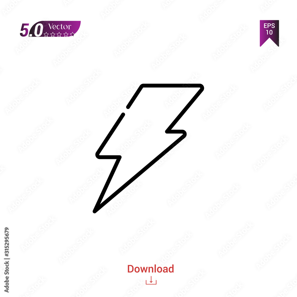 Poster outline thunder icon. thunder icon vector isolated on white background. graphic design, camera-inter