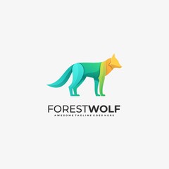 Fototapeta premium Vector Logo Illustration Forest Wolf Gradient Colorful