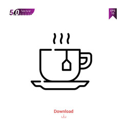 Outline  tea-cup icon.  tea-cup icon vector isolated on white background. Graphic design, camera-interface icons,  mobile application, logo, user interface.  UI / UX design. EPS 10 format vector
