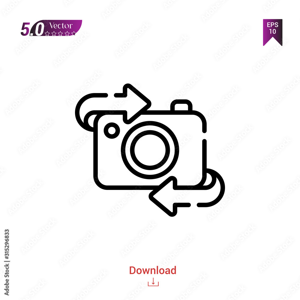 Poster outline switch camera icon vector isolated on white background. graphic design, camera-interface ico
