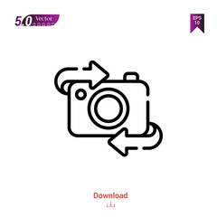 Outline switch camera  icon vector isolated on white background. Graphic design, camera-interface icons,  mobile application, logo, user interface.  UI / UX design. EPS 10 format vector