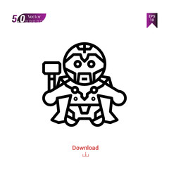 Outline superhero icon vector isolated on white background. Graphic design, material-design, superhero avatar icons, mobile application, logo, user interface. EPS 10 format vector