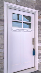 Vertical White wooden front door with sash windows