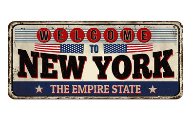 Welcome to New York vintage rusty metal sign