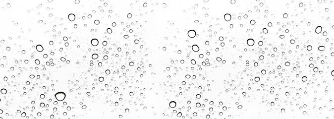 Rain drops on window glasses surface Natural Pattern of raindrops. Natural pattern of raindrops on white background for your design.