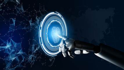 Futuristic robot artificial intelligence concept.