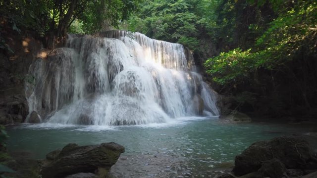 Video nature of huai mae khamin waterfall level 3 in khuean srinakarindra national park kanchanaburi, Thailand 