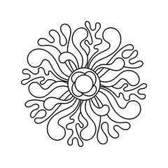 Vector mandala with abstract sea plants. Coloring book for children and adults, hand-drawn illustration, black and white, leaves and Doodle elements