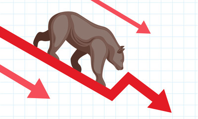 stock market fall with bear vector