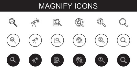 magnify icons set