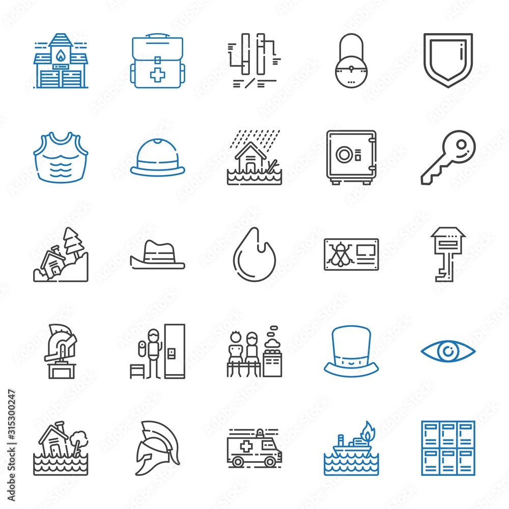 Wall mural safety icons set