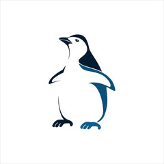 Penguin flat color vector logo template