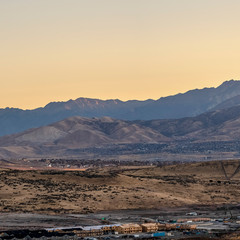 Fototapeta na wymiar Square frame Scenic sunrise over the Utah valley and Mountains
