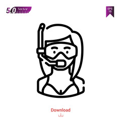 Outline snorkeling icon. snorkeling icon vector isolated on white background. Graphic design, material-design,sport-avatars icons mobile application, logo, user interface. EPS 10 format vector