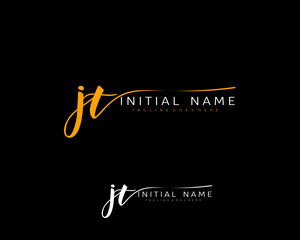 J T JT Initial handwriting logo vector. Hand lettering for designs.