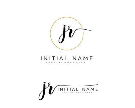 J R JR Initial handwriting logo vector. Hand lettering for designs.