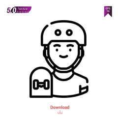 Outline skater icon. skater icon vector isolated on white background. Graphic design, material-design,sport-avatars icons mobile application, logo, user interface. EPS 10 format vector
